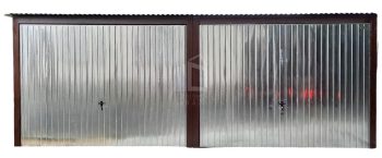 Plechová garáž 6m x 6m, spád dozadu, výklopná vrata - pozink TS228 6x6