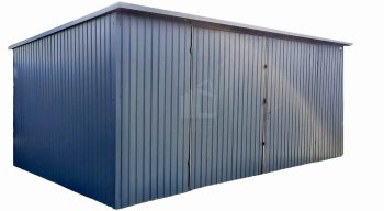 Plechová garáž 6m x 5m, spád dozadu - vrata - antracit grafit TS300 6x5