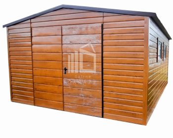 Zahradní domek 4m x 4m, sedlová střecha - vrata + 2x okno - imitace dřeva TS281 4x4