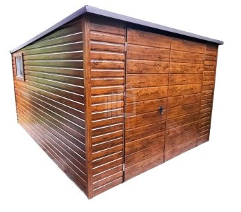 Zahradní domek - 3m x 4m, spád dozadu - vrata + okno - imitace dřeva TS261 3x4