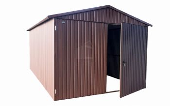 Plechová garáž 3m x 5m, sedlová střecha - hnědá TS212 3x5 m