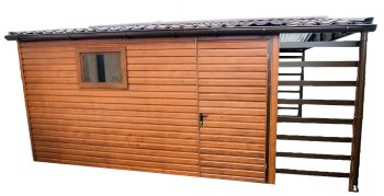 Plechová garáž 3m x 5m, sedlová střecha -vrata - okno - dveře - přístřešek TS232 4x4