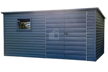 Zahradní domek 4,5x2,5m - Dvoukřídlá vrata - Okno - Antracit -  střecha spád dozadu TS701