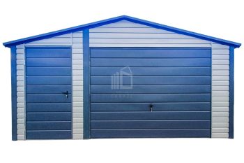 Plechova garáž 5x6m výklopná vrata - dveře - Antracit - hliník - okapy - střecha sedlová TS707