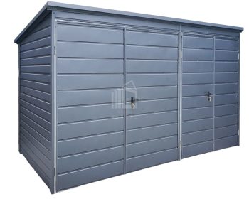 Zahradní domek 3,5x2m 2x Dvoukřídlá vrata-Antracit - střecha spád dozadu TS717