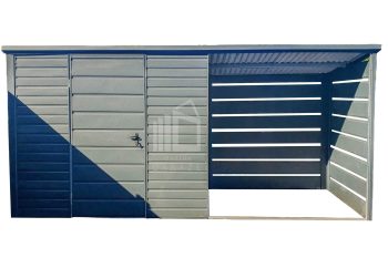 Zahradní domek - 2,5x1,5m + přístřešek 2,2m - dveře - Antracit - střecha spád dozadu TS730