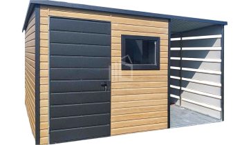 Zahradní domek 2x2 m +  přístřešek -  dveře - okno - winchester -  střecha  spád dozadu TS757