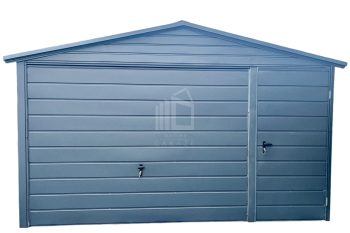 Plechova garáž 4x6m - výklopná vrata - dveře - antracit - střecha sedlová TS765