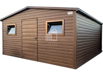 Zahradní domek 5x4m -  dveře -2x okno -  tmavý ořech - Imitace dřeva -  okapy -  střecha  sedlová  TS778