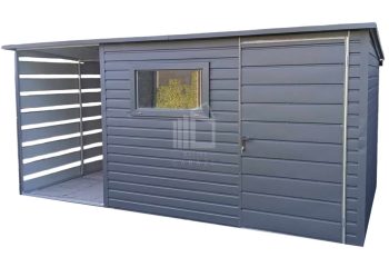 Zahradní domek3x2,5m +  přístřešek 1,5m -  dveře - okno - antracit -  střecha  spád dozadu TS847