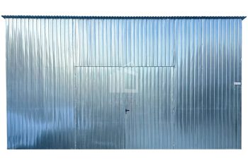 Plechova garáž- Hala - 7x8m - Dvoukřídlá vrata - pozink - střecha Spád vpředu TS853
