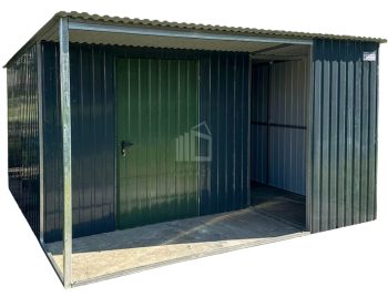 Přístřešek - Zahradní domek 2,5x4m + přístřešek 1,5m - dveře - antracit - spád dozadu TS870