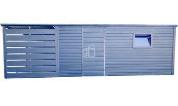 Zahradní domek 4,5x2,5m + přístřešek 2m -  dveře - Okno - antracit - střecha  spád dozaduTS889