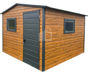 Zahradní domek 3x3m -  dveře - 2x okno - světlý ořech - Imitace dřeva - antracit -  střecha  sedlová TS897