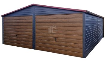 Plechova garáž 6x6m - 2x  výklopná vrata -  dveře - antracit - okapy -  střecha  sedlová TS933