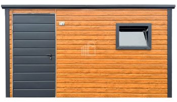 Zahradní domek 3,5x2,5m - dveře - okno - světlý ořech - Imitace dřeva - antracIt - střecha spád dozadu TS961