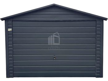 Plechova garáž 3,5x6m -  výklopná vrata - Antracit -  střecha  sedlová TS973