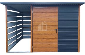 Zahradní domek 2x2m +  přístřešek 1m -  dveře - okno - antracit -  střecha  spád dozadu TS981