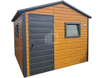 Zahradní domek 3x2,5m – dveře – 2x okno – světlý ořech – Imitace dřeva – střecha sedlová TS1075