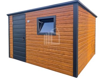 Zahradní domek 3x2m – dveře – okno – světlý ořech – Imitace dřeva – střecha spád dozadu TS1083