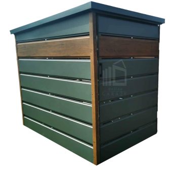 přístřešek na popelnice, spád dozadu 1,3x2m, zelená + dřevo  TS593