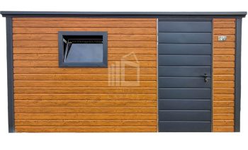 Zahradní domek 4x2m - dveře - okno - světlý ořech - imitace dřeva - střecha spád dozadu TS1104