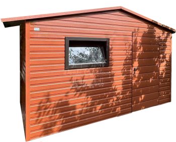 Zahradní domek 3,2x2m - dveře - okno - světle hnědá - střecha sedlová - okapy ID475