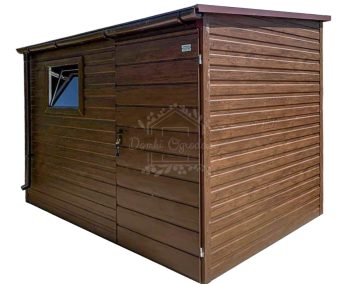 Zahradní domek 3x2 m – dveře – okno – tmavý ořech – střecha spád vpředu – okapy ID1051