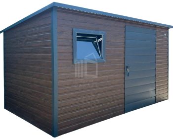 Zahradní domek 3x2m - dveře - okno - tmavý ořech - imitace dřeva - střecha spád dozadu ID1052