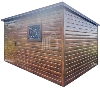 Zahradní domek 4×2,5 m – dveře – okno – světlý ořech – imitace dřeva – sedlová střecha ID1072