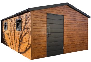 Zahradní domek 3×5 m – dveře – 2× okno – světlý ořech – imitace dřeva – okapový systém – střecha sedlová ID1081