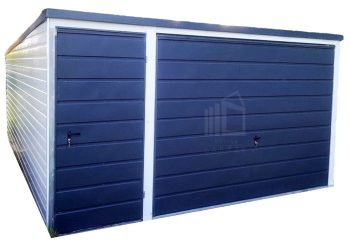 Plechová garáž 4m x 5m, spád dozadu - vrata - dveře - antracit + bílá TS488 4x5