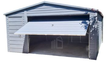 Plechová garáž 4m x 5m - výklopná vrata + dveře + okapy - antracit TS384 4x5