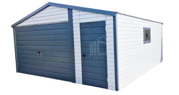 Plechová garáž 5m x 6m, vrata  + dveře + okno - antracit + bílá TS317 5x6