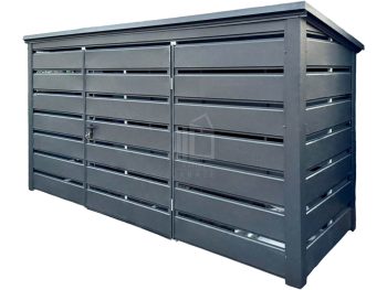 Přístřešek na popelnice 3x1m - antracit - střecha spád dozadu TS1207