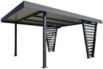 Carport V PREMIUM 4x5m - Wypełnienie panelami - Wiata samochodowa - antracyt TS1262